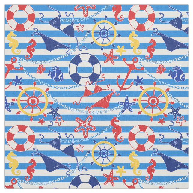 Sail The Sea Nautical Fabric (Swatch)