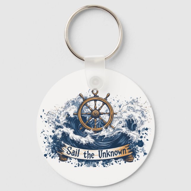  "Sail the Unknown" - Nautical-Inspired Design Key Ring (Front)