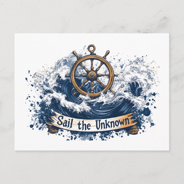  "Sail the Unknown" - Nautical-Inspired Design Postcard (Front)