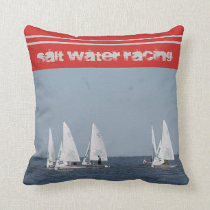 Sail Water Racing Red, Grey and Blue Pillow