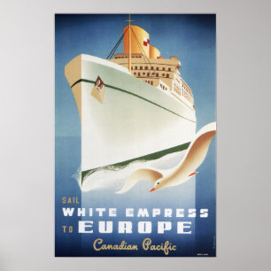 Sail WHITE EMPRESS to EUROPE Vintage Ship Poster