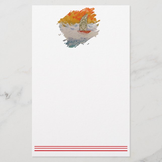 Sailboat-4 Paintstroke Stationery (Front)