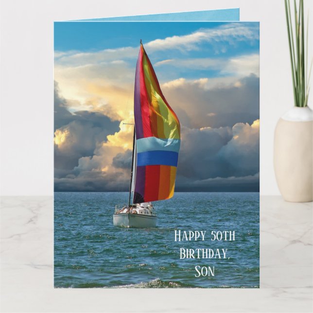 Sailboat 50th Birthday Card (Front)