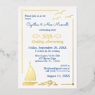 Sailboat 50th Wedding Anniversary Gold