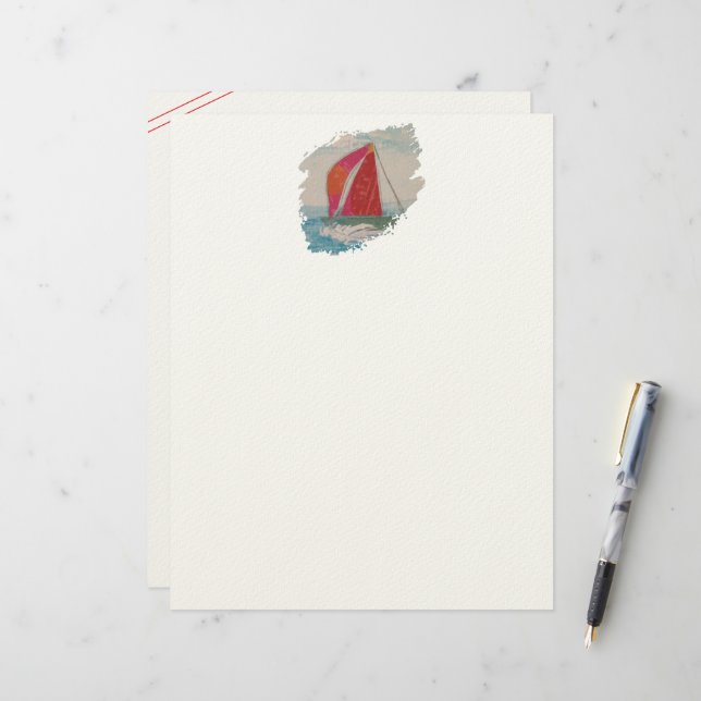 Sailboat-5 Paintstroke Custom Letterhead (Front/Back In Situ)