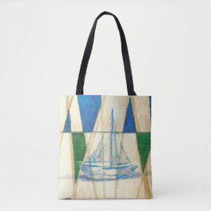 Sailboat Abstract Art Sailing Nautical Tote Bag