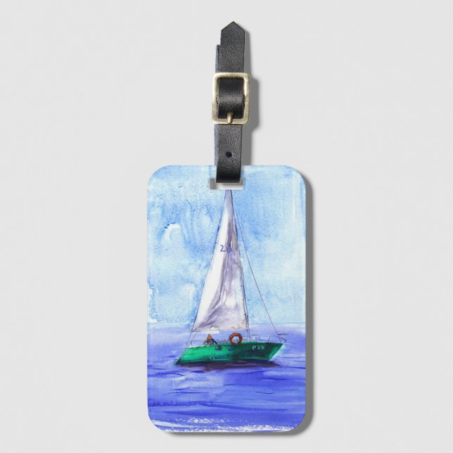 “Sailboat” Acrylic Luggage Tag (Front Vertical)