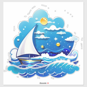 Sailboat Adventure Under Moonlit Sky