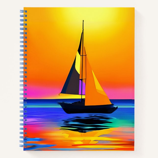 Sailboat Against a Vibrant Ocean Sunset Journal  (Front)