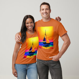 Sailboat Against a Vibrant Ocean Sunset T-Shirt