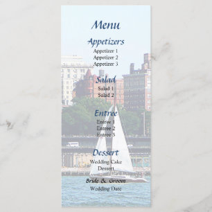 Sailboat Against Manhattan Skyline Wedding Menu