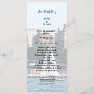 Sailboat Against Manhattan Skyline Wedding Program Programme