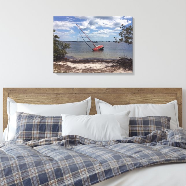 Sailboat Aground Canvas Print (Insitu(Bedroom))
