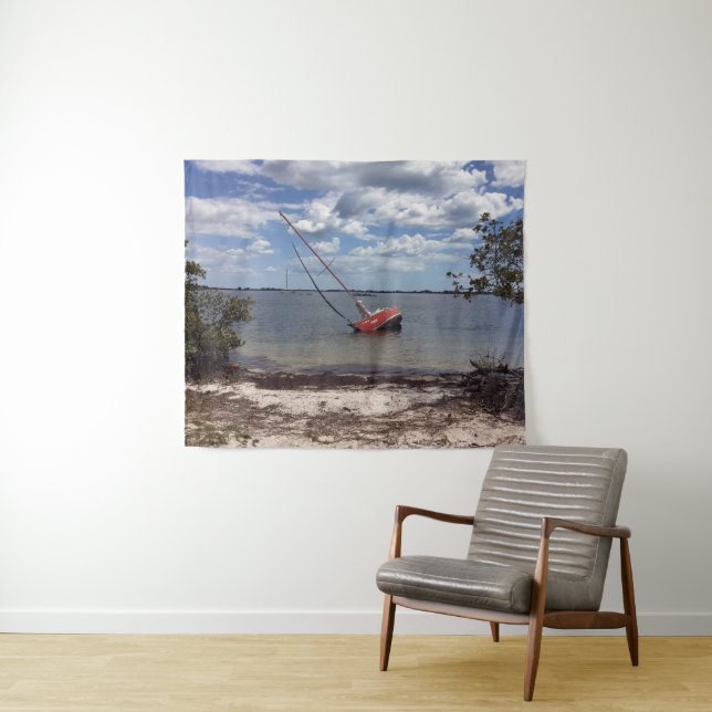 Sailboat Aground Tapestry (In Situ (Horizontal))