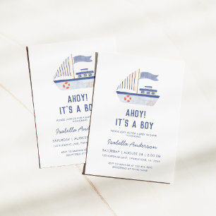 Sailboat Ahoy! It's A Boy Baby Shower Invitation