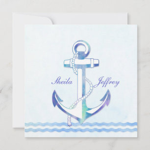 Sailboat Anchor Fancy Nautical Wedding Invitation