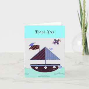 Sailboat and Aeroplane Thank You Card
