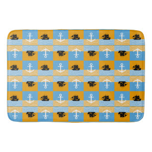 Sailboat and anchor pattern bath mat