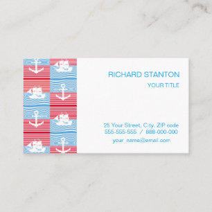 Sailboat and anchor pattern business card