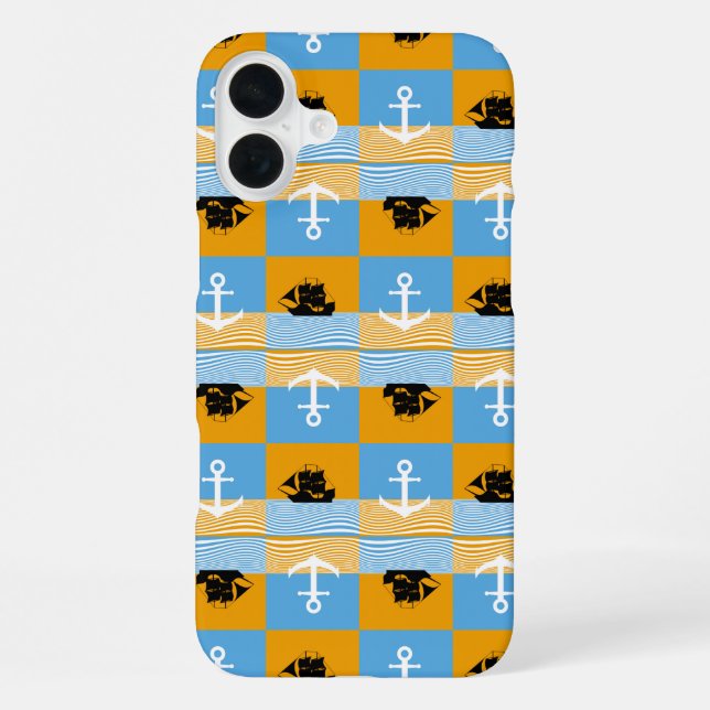 Sailboat and anchor pattern iPhone case (Back)