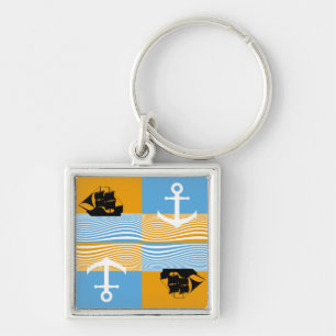 Sailboat and anchor pattern key ring