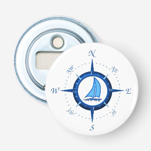 Sailboat And Compass Rose Bottle Opener