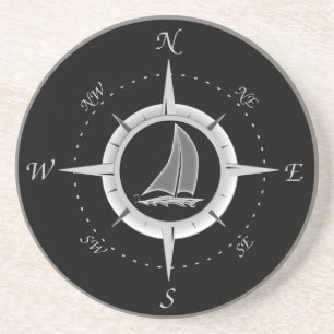 Sailboat And Compass Rose Coaster