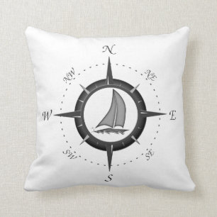 Sailboat And Compass Rose Cushion