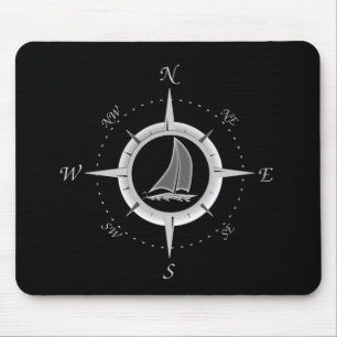Sailboat And Compass Rose Mouse Mat