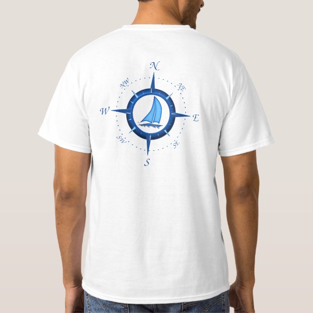 Sailboat And Compass Rose T-Shirt (Back)