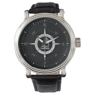 Sailboat And Compass Rose Watch