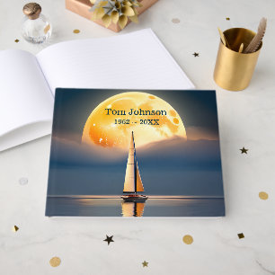 Sailboat and Full Moon for Memorial Service Guest Book