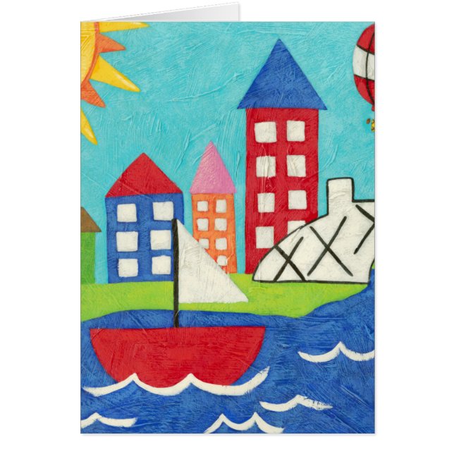 Sailboat and Hot Air Balloon with Cityscape (Front)