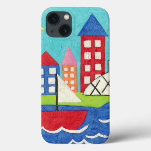 Sailboat and Hot Air Balloon with Cityscape iPhone 13 Case