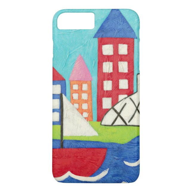 Sailboat and Hot Air Balloon with Cityscape Case-Mate iPhone Case (Back)