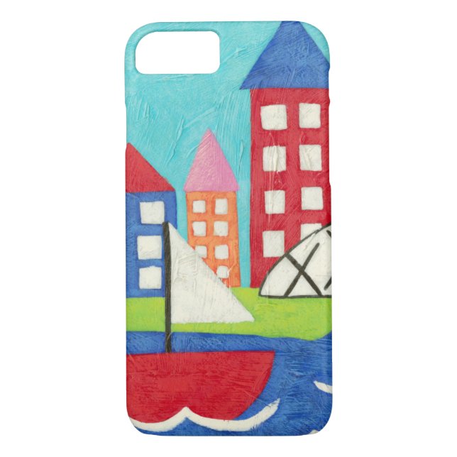 Sailboat and Hot Air Balloon with Cityscape Case-Mate iPhone Case (Back)