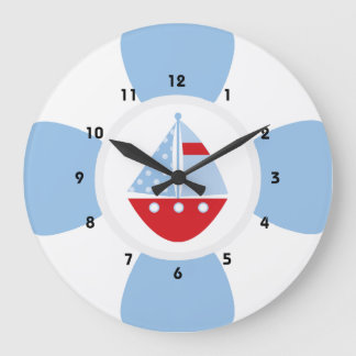 Sailboat and Life Ring Large Clock