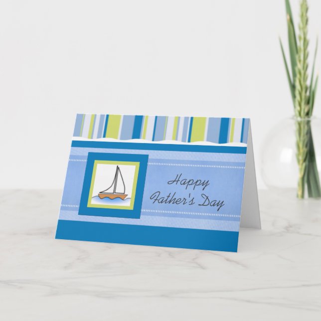 Sailboat and Stripes Father's Day Card (Front)