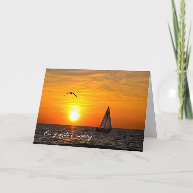 Sailboat and Sunset on Lake sympathy Card (Front)