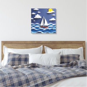 Sailboat and Sunshine   Paper Quilling  Canvas Print