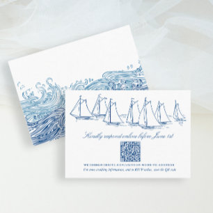 Sailboat and Waves Wedding Online RSVP QR Code Enclosure Card