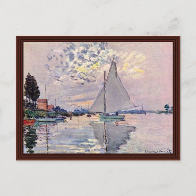 Sailboat At Le Petit-Gennevilliers By Claude Monet Postcard (Front)