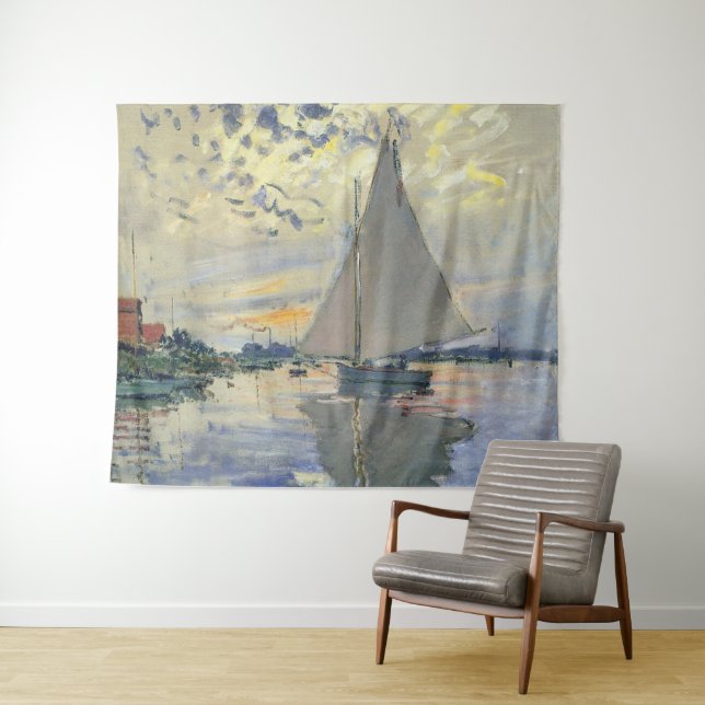 Sailboat at Le Petit-Gennevilliers by Claude Monet Tapestry (In Situ (Horizontal))