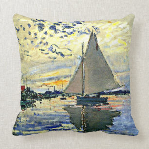 Sailboat at le Petit Gennevilliers, famous artwork Cushion