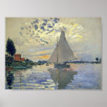 Sailboat at Le Petit-Gennevilliers Poster<br><div class="desc">Artist: Claude Monet,  Completion Date: 1874,  Style: Impressionism,  Genre: landscape.  A beautiful depiction of a sailboat on the water with a stunning rendition.</div>