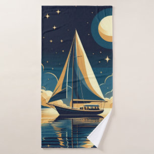 Sailboat at night bath towel