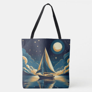 Sailboat at night tote bag