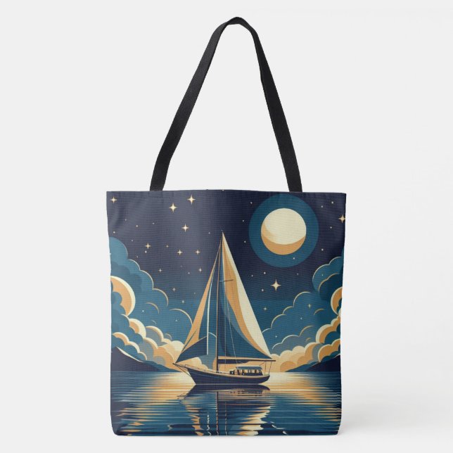 Sailboat at night tote bag (Front)