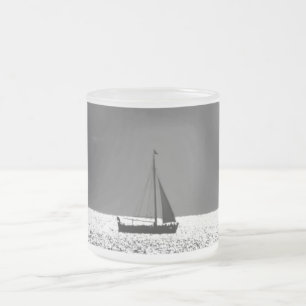 Sailboat at Sparkling Sea Frosted Glass Mug