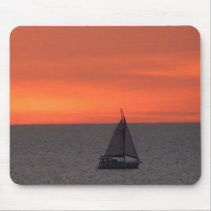 Sailboat at Sparkling Sea Mouse Pad